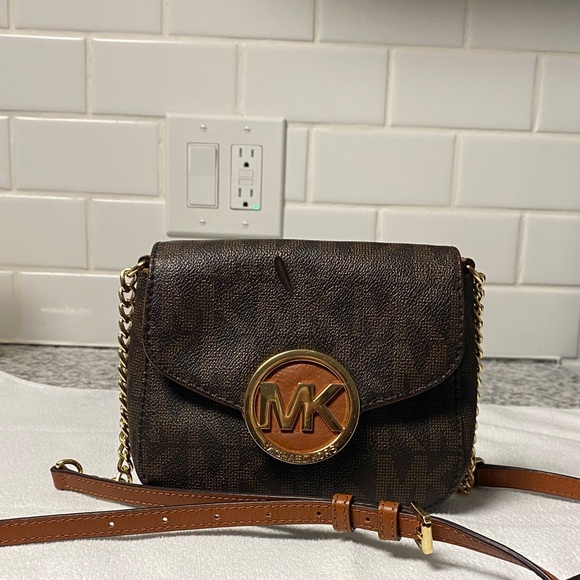 Michael Kors Dark Brown Crossbody Bag with Gold Accent - Picture 1 of 10